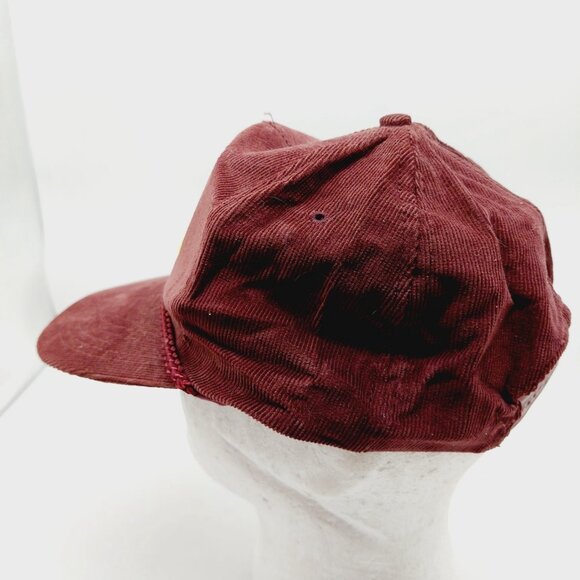 Algoma Central Railway Corduroy Red Hat SnapBack Hat Cap Rope Vintage - Picture 2 of 7